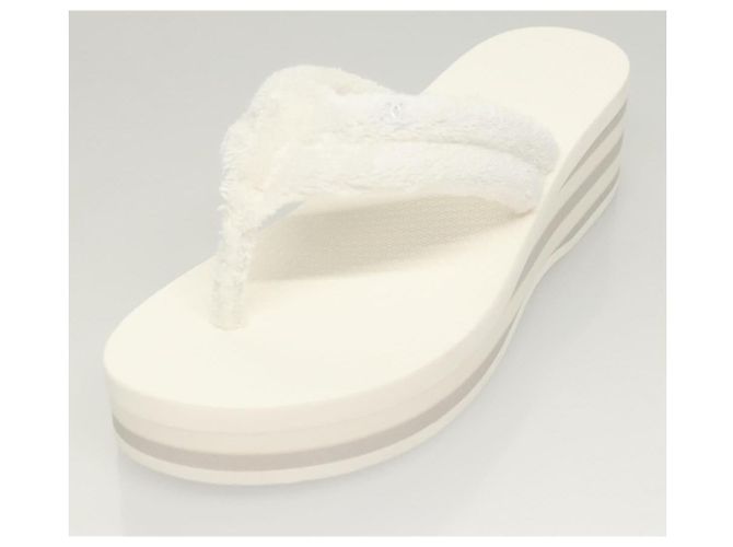 CHANEL Sandali da Spiaggia Cotone 39C Bianco CC Auth BA1259SM - vista 18