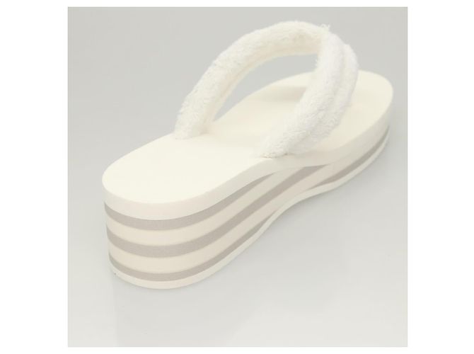 CHANEL Sandali da Spiaggia Cotone 39C Bianco CC Auth BA1259SM - vista 19
