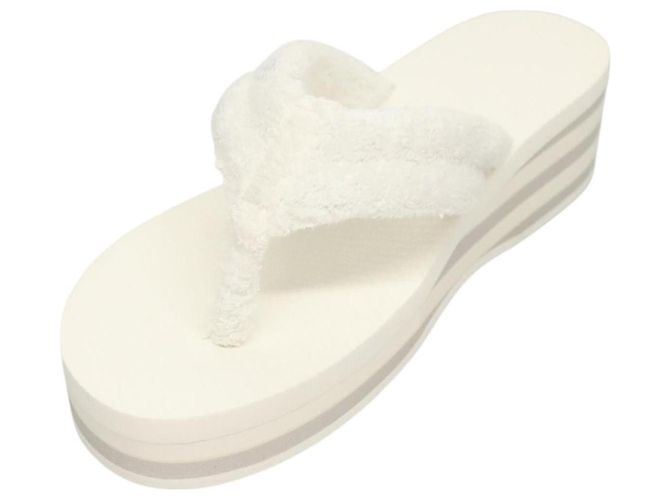 CHANEL Sandali da Spiaggia Cotone 39C Bianco CC Auth BA1259SM - vista 2