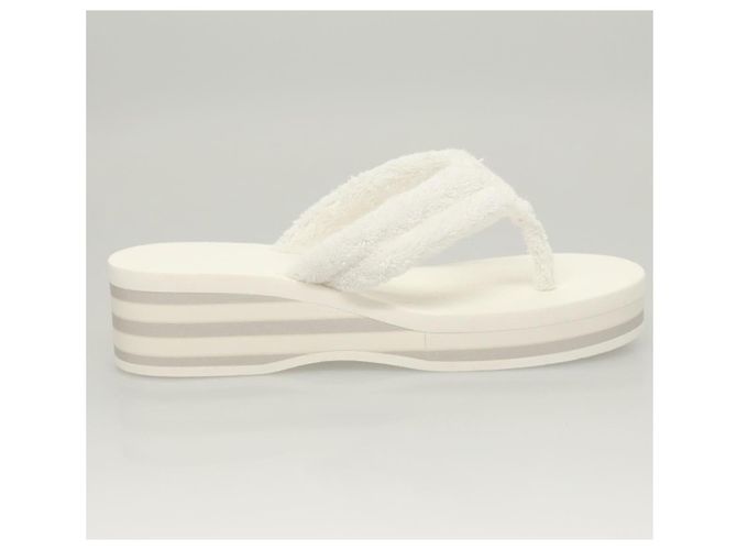 CHANEL Sandali da Spiaggia Cotone 39C Bianco CC Auth BA1259SM - vista 20