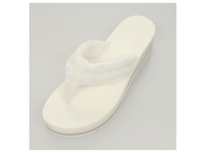 CHANEL Sandali da Spiaggia Cotone 39C Bianco CC Auth BA1259SM - vista 22