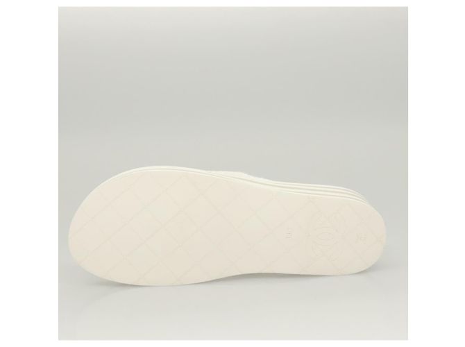 CHANEL Sandali da Spiaggia Cotone 39C Bianco CC Auth BA1259SM - vista 23