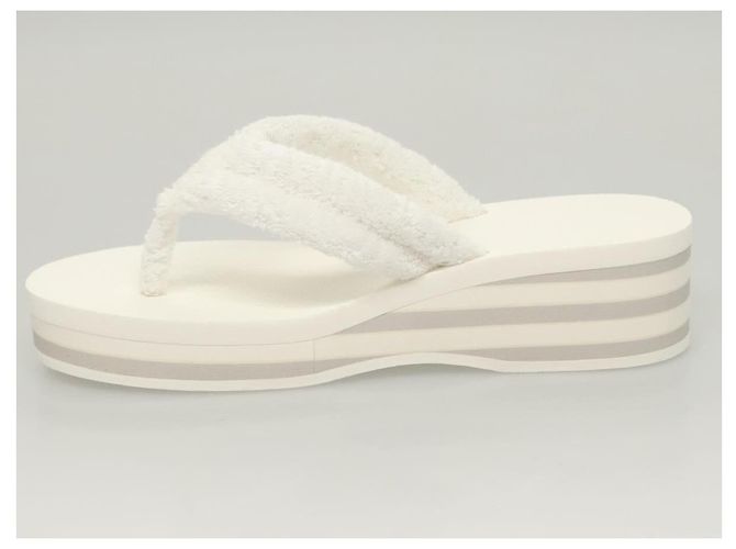 CHANEL Sandali da Spiaggia Cotone 39C Bianco CC Auth BA1259SM - vista 5