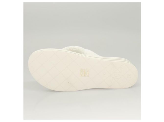 CHANEL Sandali da Spiaggia Cotone 39C Bianco CC Auth BA1259SM - vista 7
