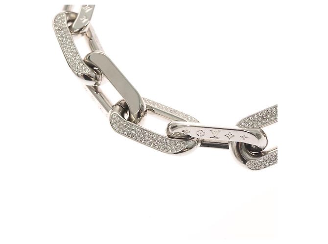 COLLANA LOUIS VUITTON LV Edge GM in metallo tono argento MP3000 Auth 116084SAM - vista 10