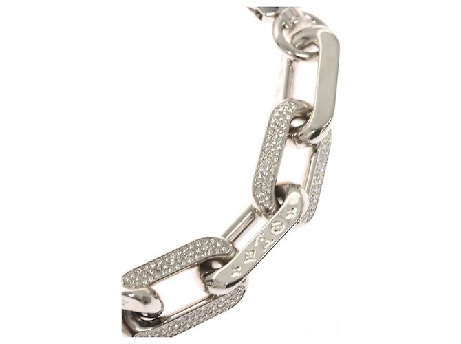 COLLANA LOUIS VUITTON LV Edge GM in metallo tono argento MP3000 Auth 116084SAM - vista 11