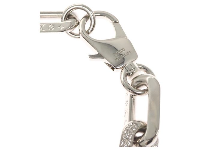 COLLANA LOUIS VUITTON LV Edge GM in metallo tono argento MP3000 Auth 116084SAM - vista 12