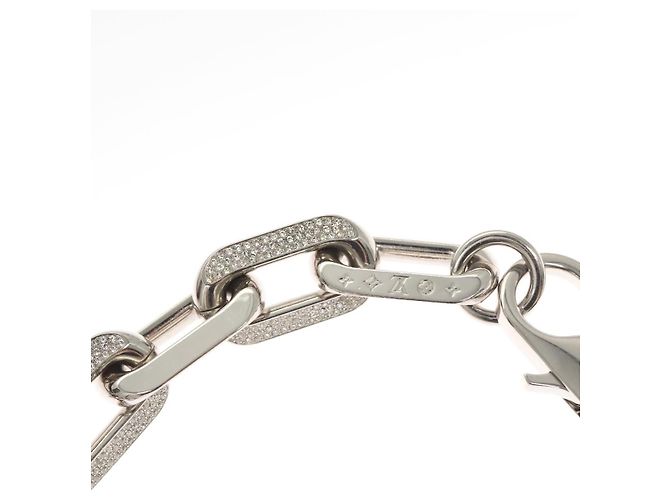 COLLANA LOUIS VUITTON LV Edge GM in metallo tono argento MP3000 Auth 116084SAM - vista 13
