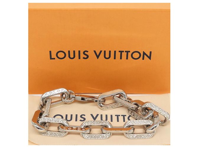 COLLANA LOUIS VUITTON LV Edge GM in metallo tono argento MP3000 Auth 116084SAM - vista 16