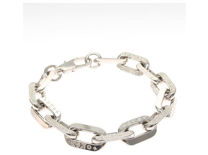 COLLANA LOUIS VUITTON LV Edge GM in metallo tono argento MP3000 Auth 116084SAM - vista 2