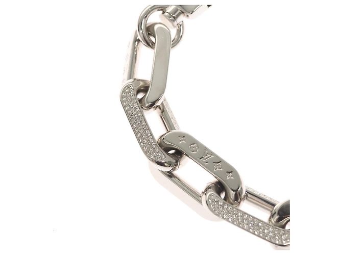 COLLANA LOUIS VUITTON LV Edge GM in metallo tono argento MP3000 Auth 116084SAM - vista 4