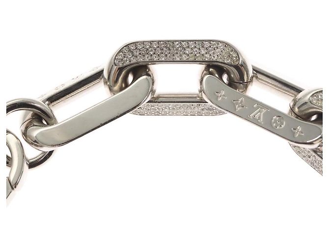 COLLANA LOUIS VUITTON LV Edge GM in metallo tono argento MP3000 Auth 116084SAM - vista 6