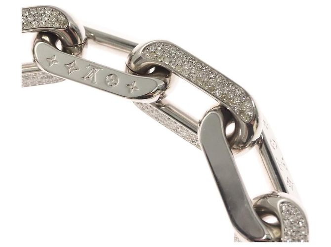COLLANA LOUIS VUITTON LV Edge GM in metallo tono argento MP3000 Auth 116084SAM - vista 7