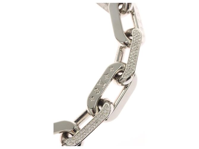 COLLANA LOUIS VUITTON LV Edge GM in metallo tono argento MP3000 Auth 116084SAM - vista 8