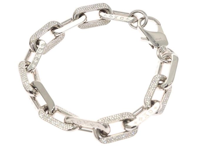 COLLANA LOUIS VUITTON LV Edge GM in metallo tono argento MP3000 Auth 116084SAM - vista 9