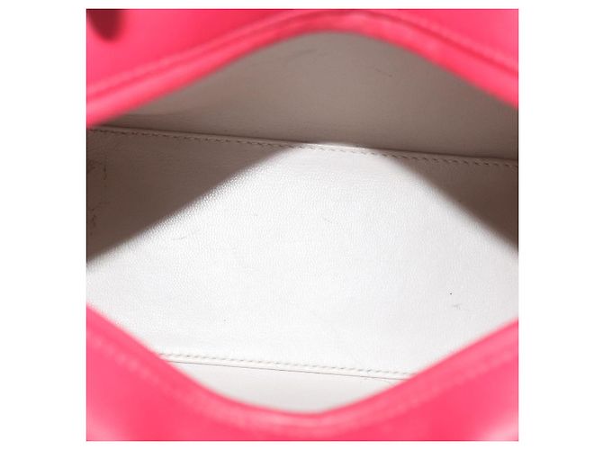 Christian Dior Borsa a mano media Lady Cannage in pelle di agnello rossa e bianca Auth 29502SAV Bianco Rosso - vista 10