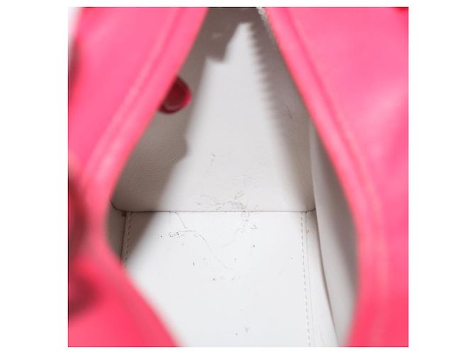 Christian Dior Borsa a mano media Lady Cannage in pelle di agnello rossa e bianca Auth 29502SAV Bianco Rosso - vista 21