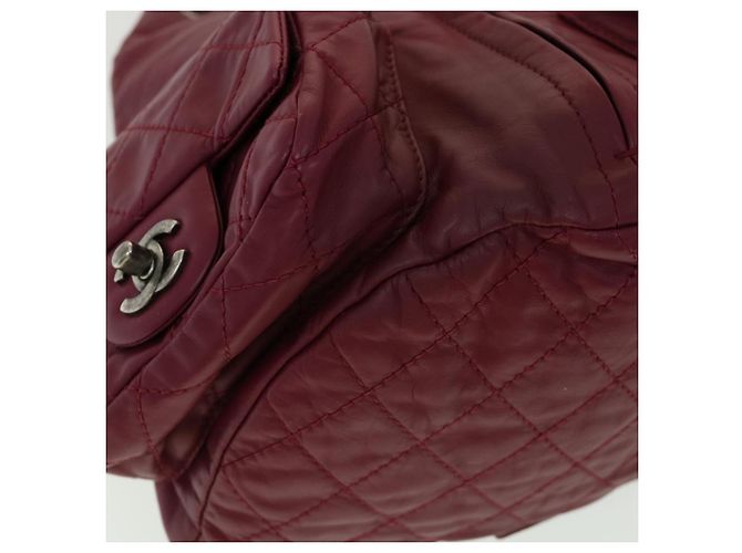CHANEL Mochila Matelassé de Piel de Cordero Burdeos CC Auth 30736SAV - vista 14