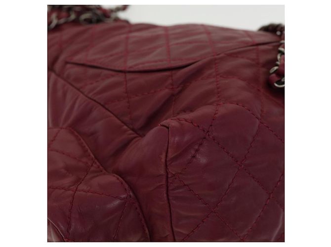 CHANEL Mochila Matelassé de Piel de Cordero Burdeos CC Auth 30736SAV - vista 16