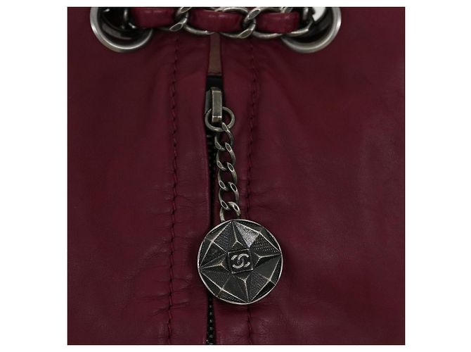 CHANEL Mochila Matelassé de Piel de Cordero Burdeos CC Auth 30736SAV - vista 17