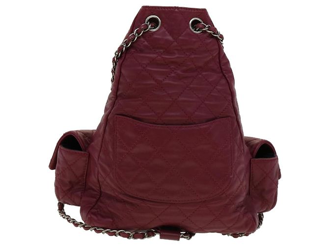 CHANEL Mochila Matelassé de Piel de Cordero Burdeos CC Auth 30736SAV - vista 2