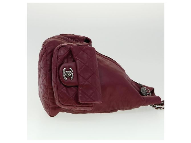 CHANEL Mochila Matelassé de Piel de Cordero Burdeos CC Auth 30736SAV - vista 3