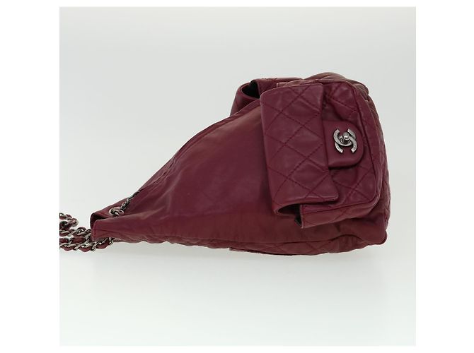 CHANEL Mochila Matelassé de Piel de Cordero Burdeos CC Auth 30736SAV - vista 4