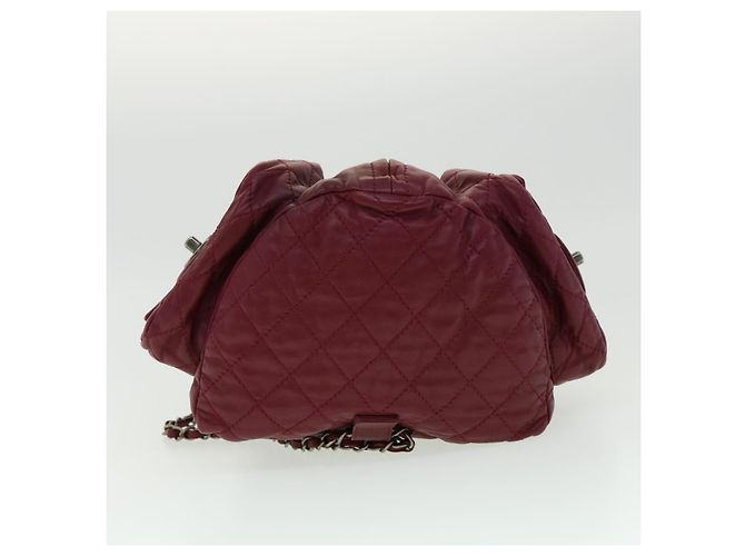 CHANEL Mochila Matelassé de Piel de Cordero Burdeos CC Auth 30736SAV - vista 5