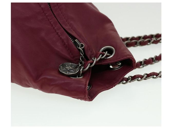 CHANEL Mochila Matelassé de Piel de Cordero Burdeos CC Auth 30736SAV - vista 6