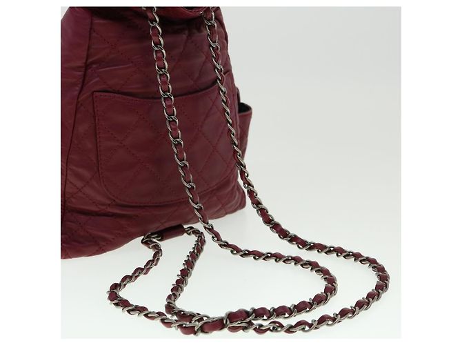CHANEL Mochila Matelassé de Piel de Cordero Burdeos CC Auth 30736SAV - vista 7