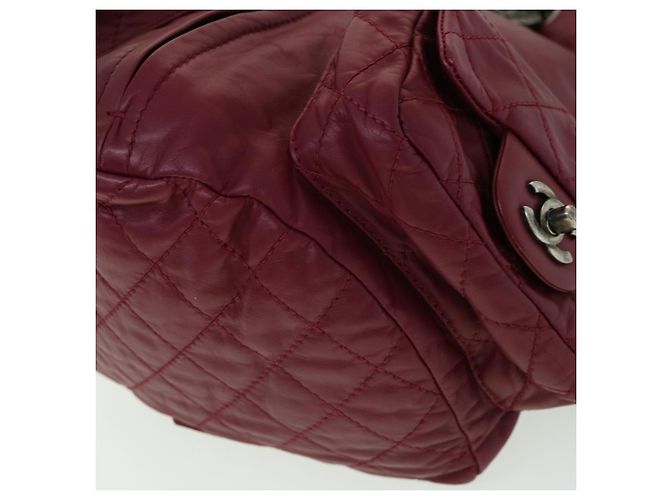 CHANEL Mochila Matelassé de Piel de Cordero Burdeos CC Auth 30736SAV - vista 9