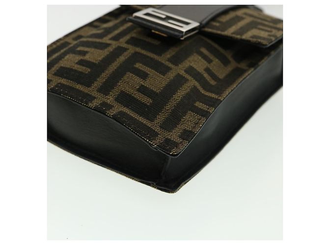 Borsa a Spalla in Tela Zucca FENDI Marrone Nero Auth 31851SAV - vista 15