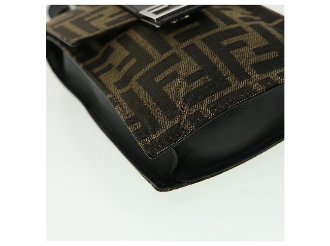Borsa a Spalla in Tela Zucca FENDI Marrone Nero Auth 31851SAV - vista 16