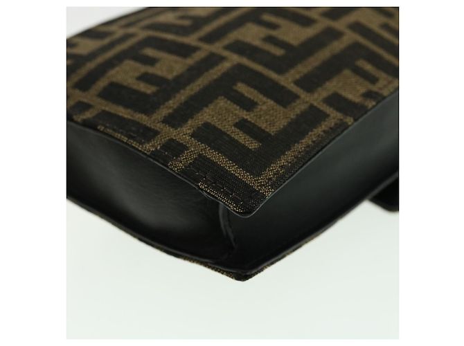 Borsa a Spalla in Tela Zucca FENDI Marrone Nero Auth 31851SAV - vista 17