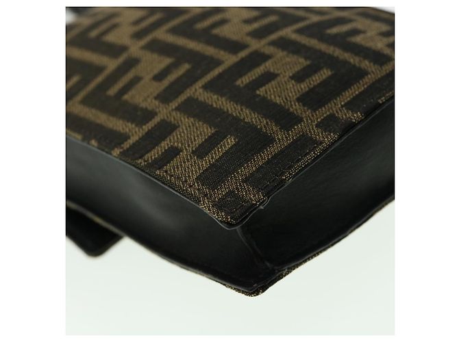 Borsa a Spalla in Tela Zucca FENDI Marrone Nero Auth 31851SAV - vista 18