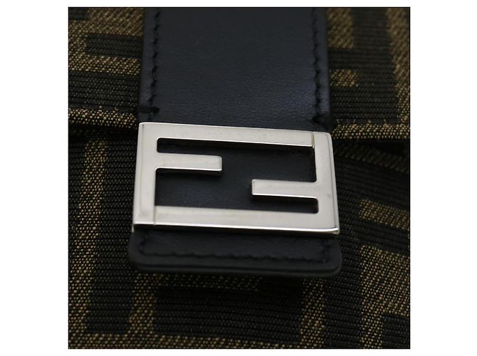 Borsa a Spalla in Tela Zucca FENDI Marrone Nero Auth 31851SAV - vista 19