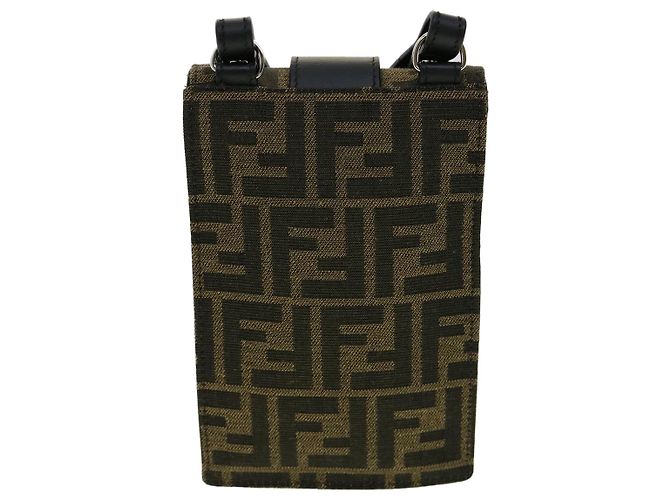Borsa a Spalla in Tela Zucca FENDI Marrone Nero Auth 31851SAV - vista 2