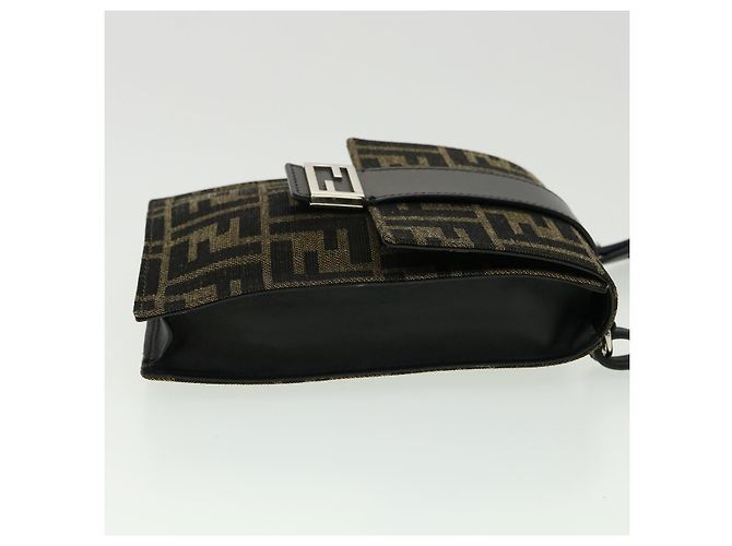 Borsa a Spalla in Tela Zucca FENDI Marrone Nero Auth 31851SAV - vista 3