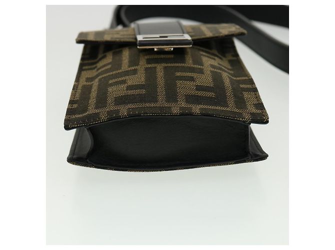 Borsa a Spalla in Tela Zucca FENDI Marrone Nero Auth 31851SAV - vista 5