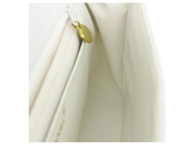 CHANEL Borsa a Spalla Matelassé in Pelle di Agnello Bianca CC Auth 32416SAM Bianco - vista 23