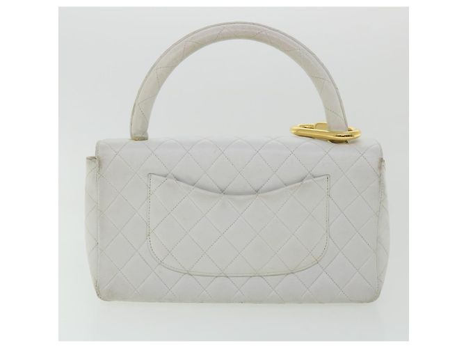 CHANEL Borsa a Spalla Matelassé in Pelle di Agnello Bianca CC Auth 32416SAM Bianco - vista 3