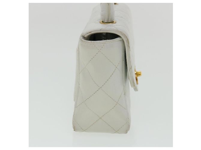 CHANEL Borsa a Spalla Matelassé in Pelle di Agnello Bianca CC Auth 32416SAM Bianco - vista 32