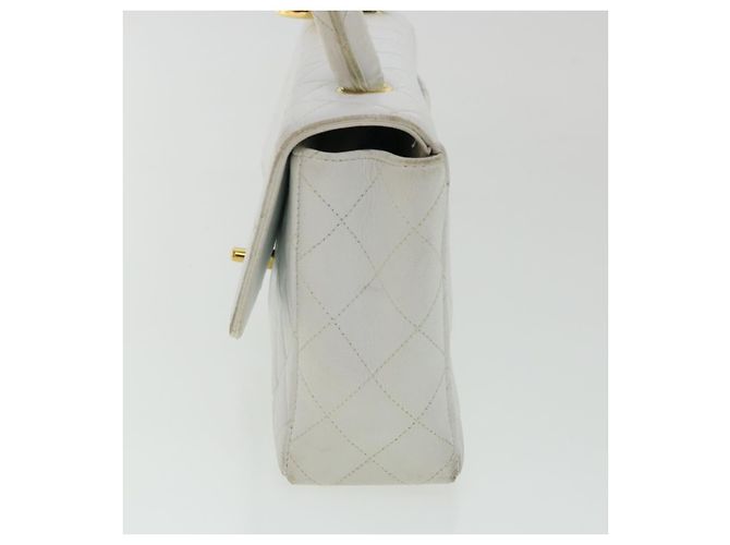 CHANEL Borsa a Spalla Matelassé in Pelle di Agnello Bianca CC Auth 32416SAM Bianco - vista 4