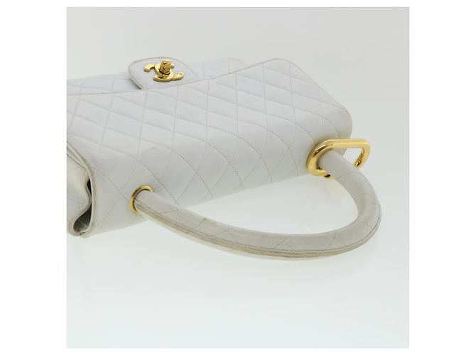 CHANEL Borsa a Spalla Matelassé in Pelle di Agnello Bianca CC Auth 32416SAM Bianco - vista 6