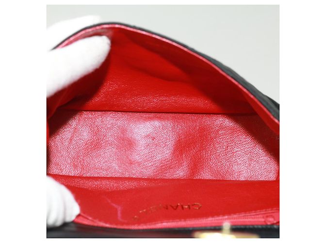 CHANEL Bolsa de ombro de corrente matelassé em pedra preta CC Auth 32695SAV Preto - vista 10
