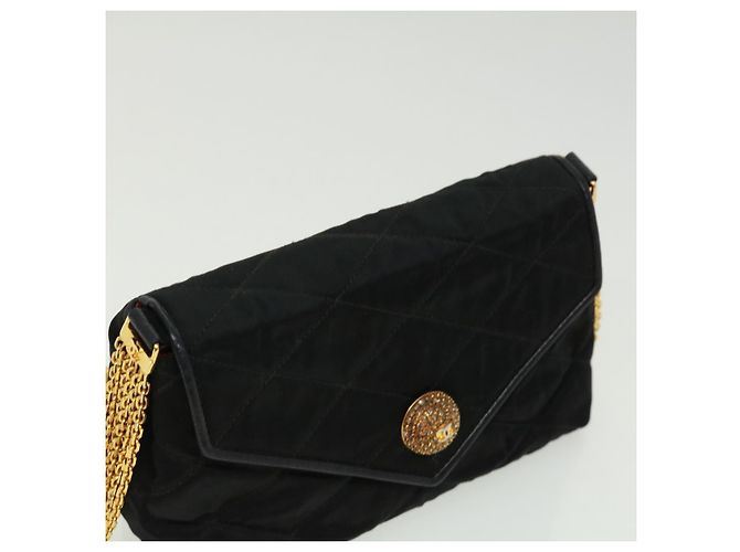 CHANEL Bolsa de ombro de corrente matelassé em pedra preta CC Auth 32695SAV Preto - vista 14