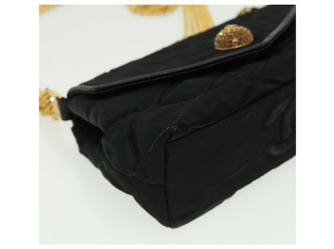CHANEL Bolsa de ombro de corrente matelassé em pedra preta CC Auth 32695SAV Preto - vista 16