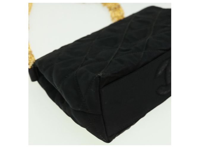 CHANEL Bolsa de ombro de corrente matelassé em pedra preta CC Auth 32695SAV Preto - vista 18