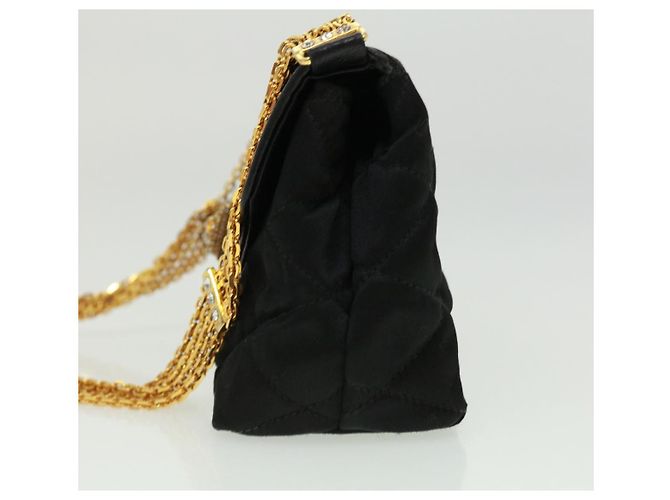 CHANEL Bolsa de ombro de corrente matelassé em pedra preta CC Auth 32695SAV Preto - vista 3