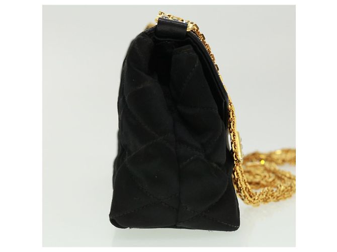CHANEL Bolsa de ombro de corrente matelassé em pedra preta CC Auth 32695SAV Preto - vista 4
